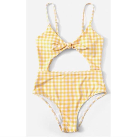 HP⭐️ NEW Yellow Gingham One Piece Swimsuit - Picture 2 of 3